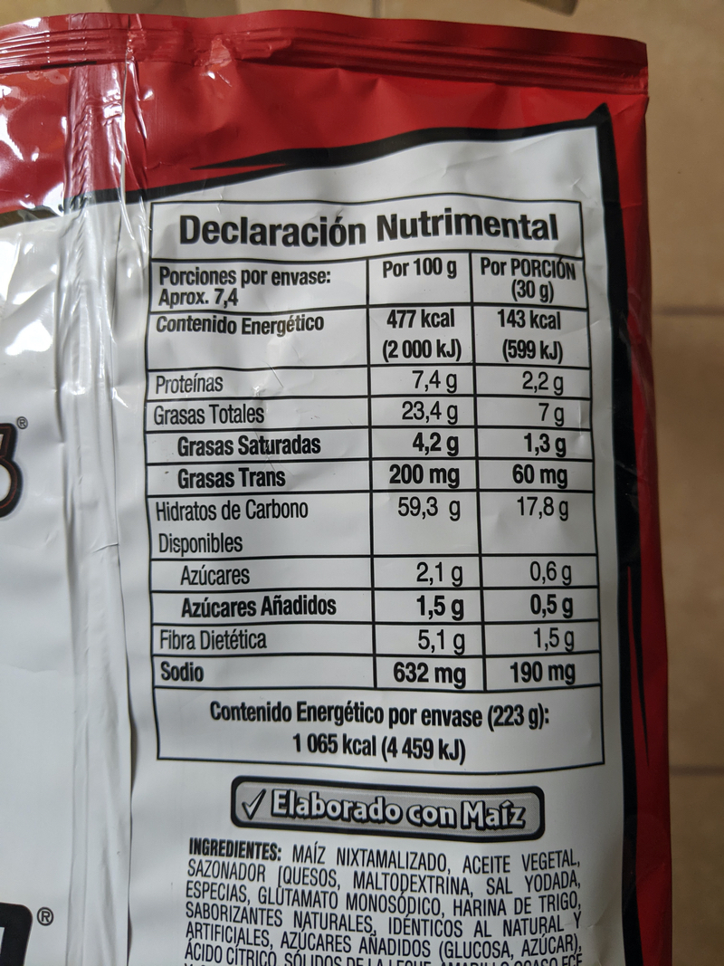 Doritos bag - back
